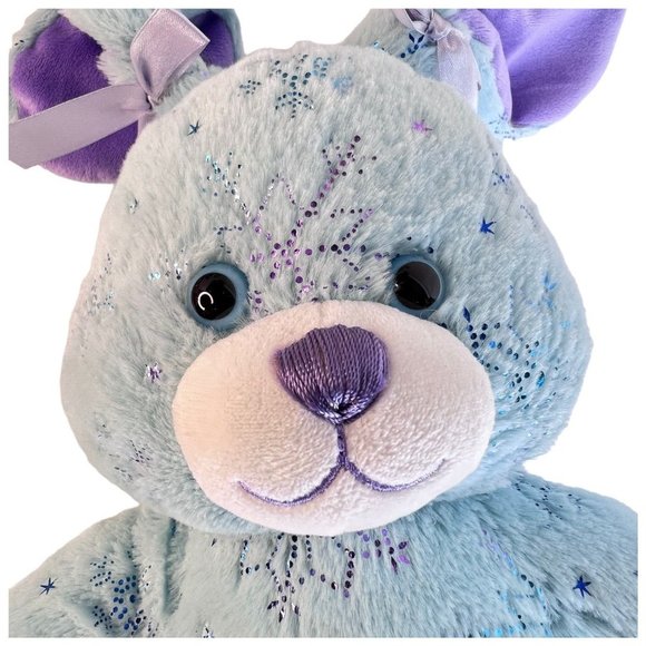 Build A Bear Blue Snowflake Bunny Rabbit Plush Sparkle 17” Retired Easter Purple - Picture 8 of 9